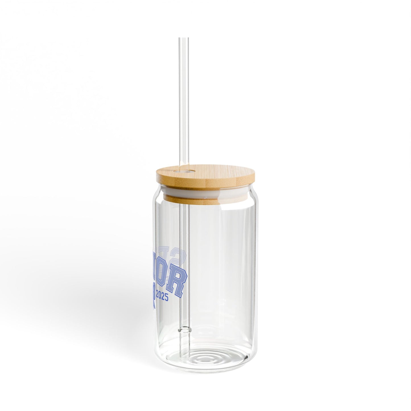 Senior Est. 2025 Sipper Glass Tumbler with Straw- Blue- 16oz