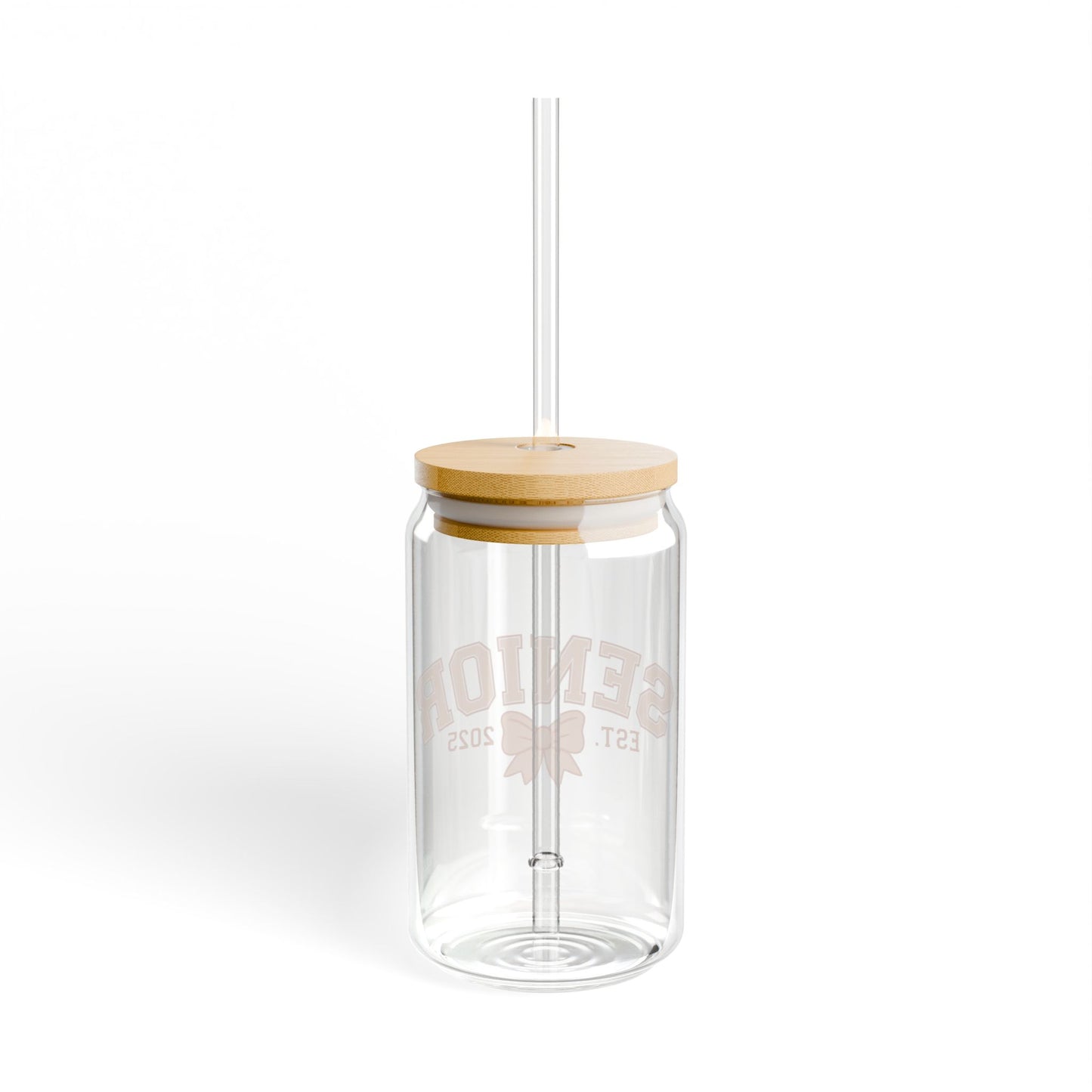 Senior Est. 2025 Sipper Glass Tumbler with Straw- Orange- 16oz