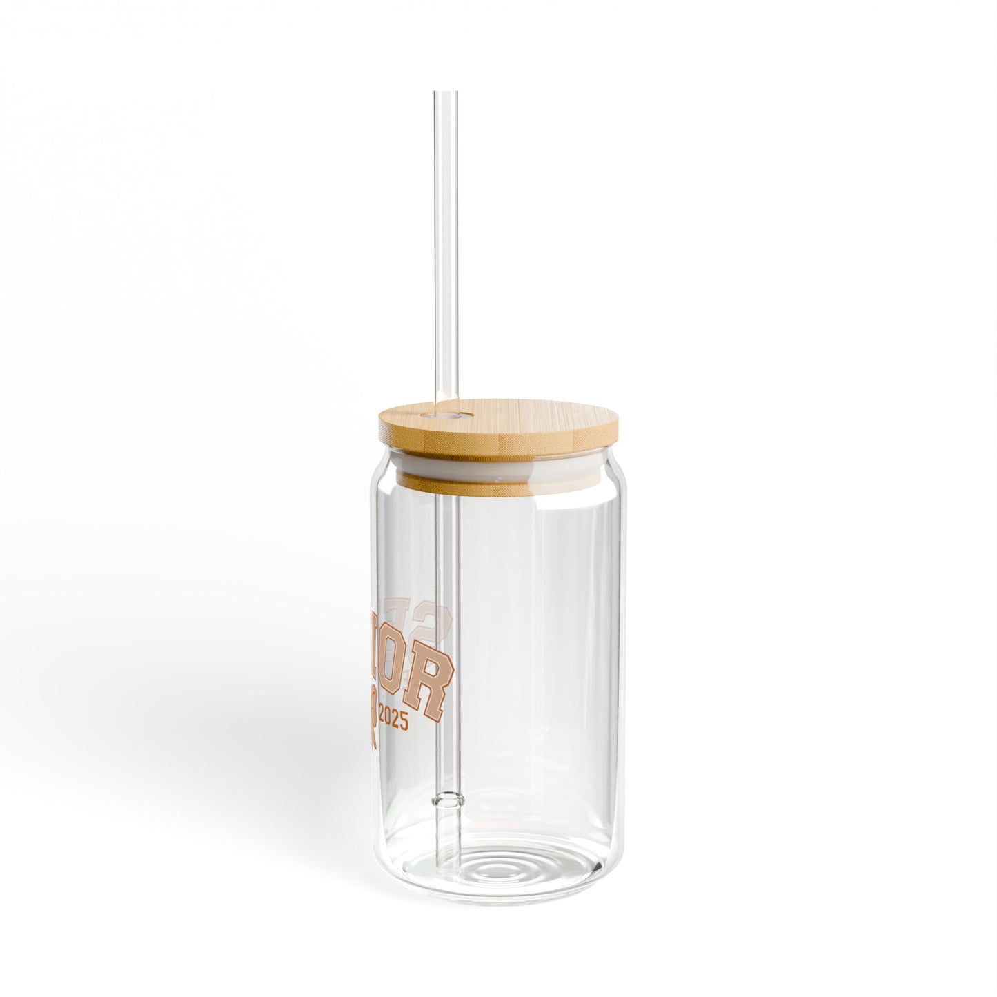 Senior Est. 2025 Sipper Glass Tumbler with Straw- Orange- 16oz