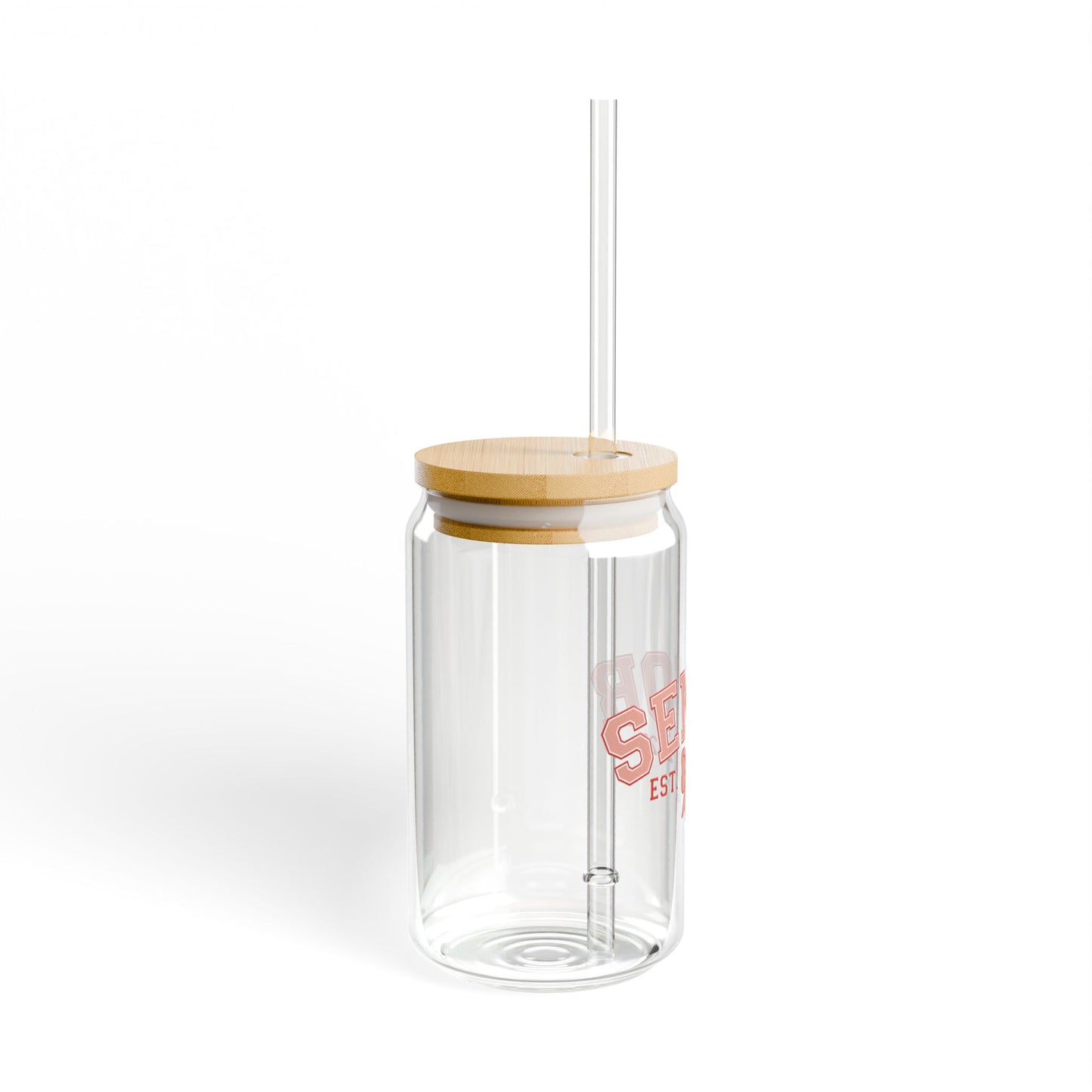 Senior Est. 2025 Sipper Glass Tumbler with Straw- Red- 16oz