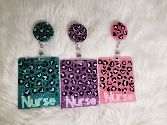 Nurse Cheetah Print Badge Buddy and Reel