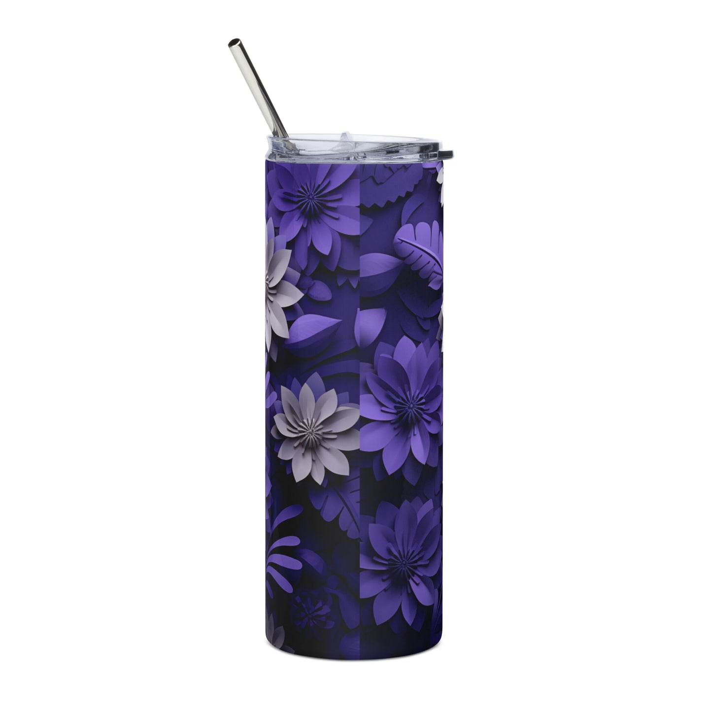 Purple Paper Flowers Stainless steel tumbler