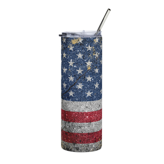 Distressed American Flag Stainless steel tumbler