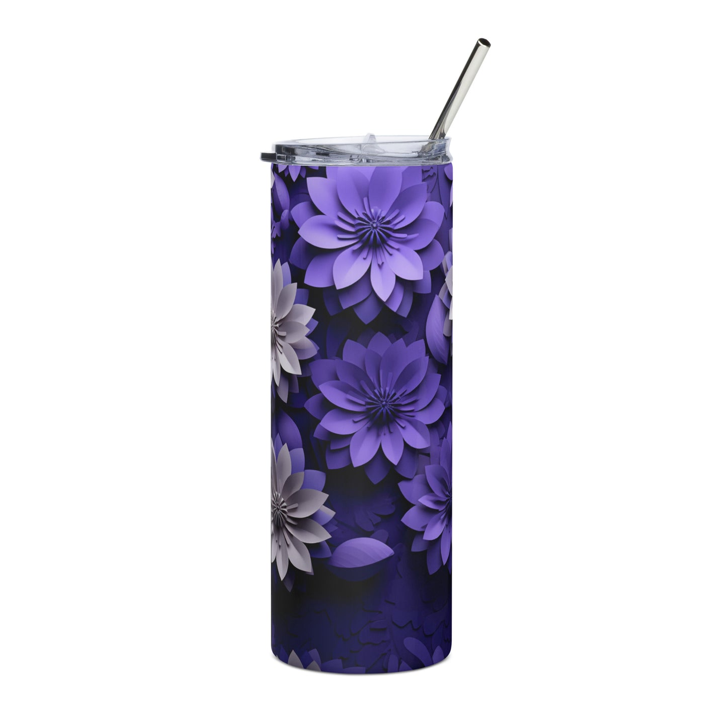 Purple Paper Flowers Stainless steel tumbler