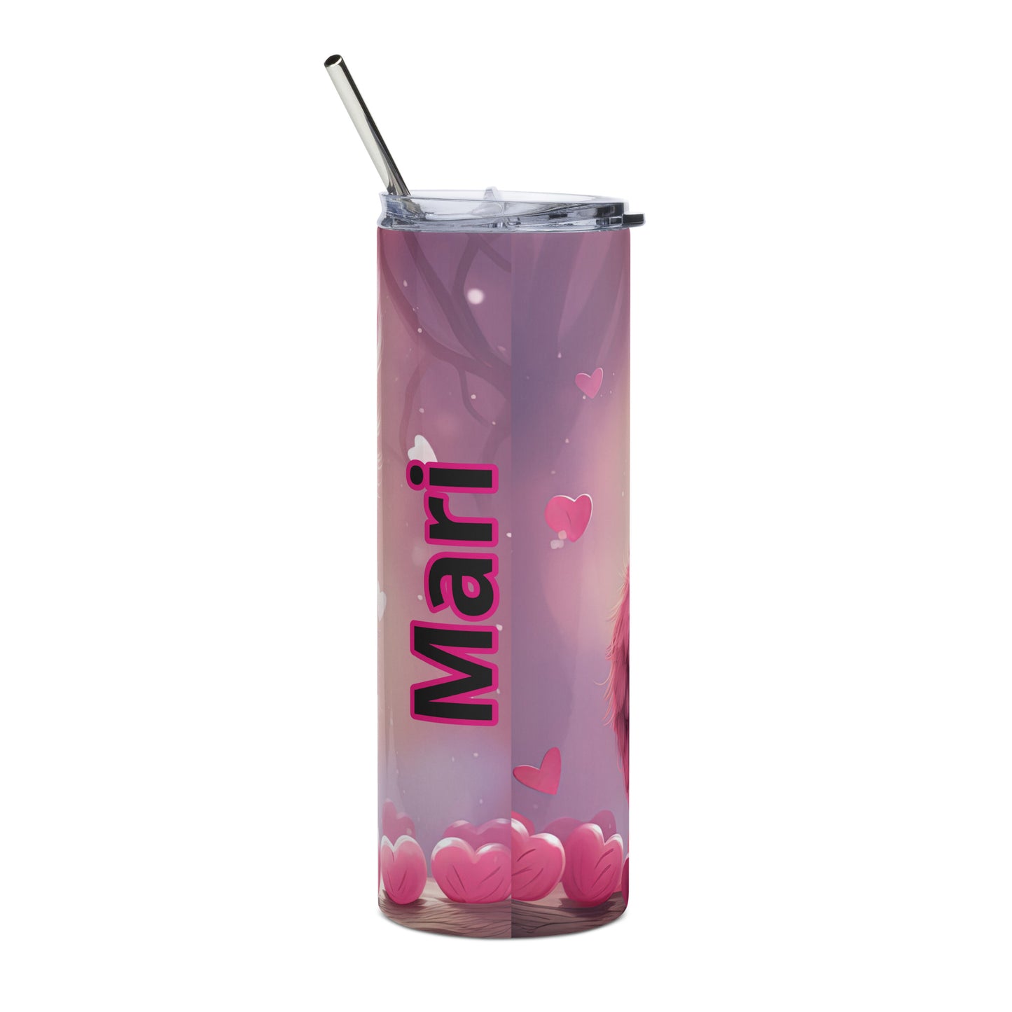 Sweet Pink Owl Stainless steel tumbler