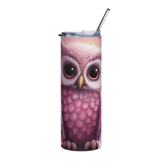 Sweet Pink Owl Stainless steel tumbler