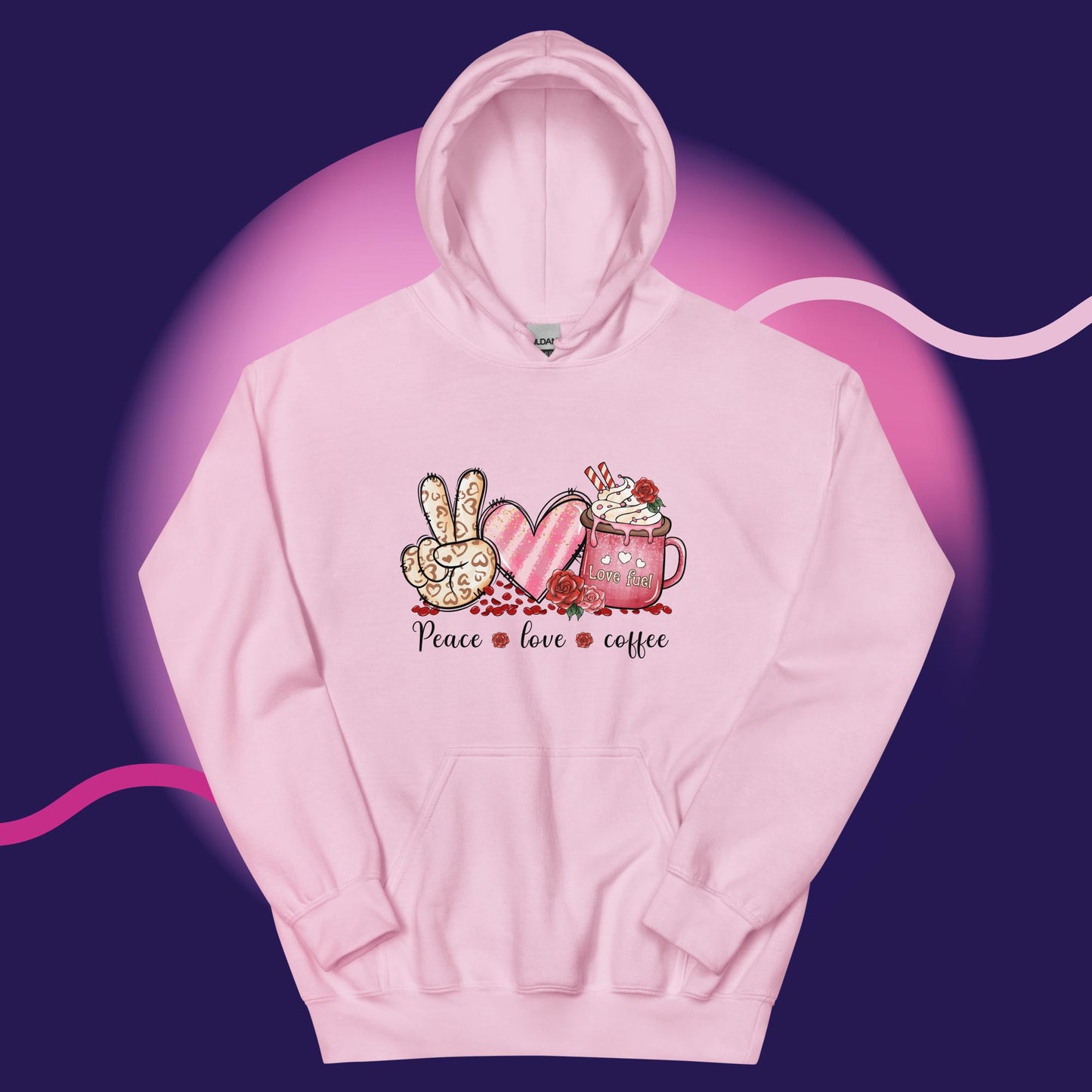 Sparkle-kiss-creations-peace-love-coffee-sweatshirt-blush