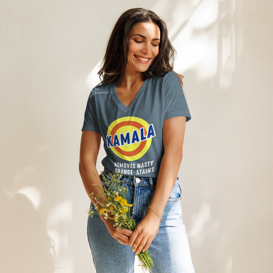 Kamala Removes Nasty Orange  Stains Women’s relaxed v-neck t-shirt