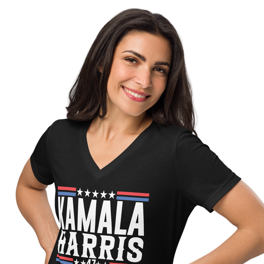 Harris For President 2024 Women’s relaxed v-neck t-shirt