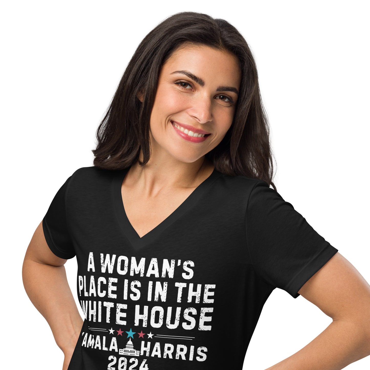 A Woman's place is the White House-Women’s relaxed v-neck t-shirt