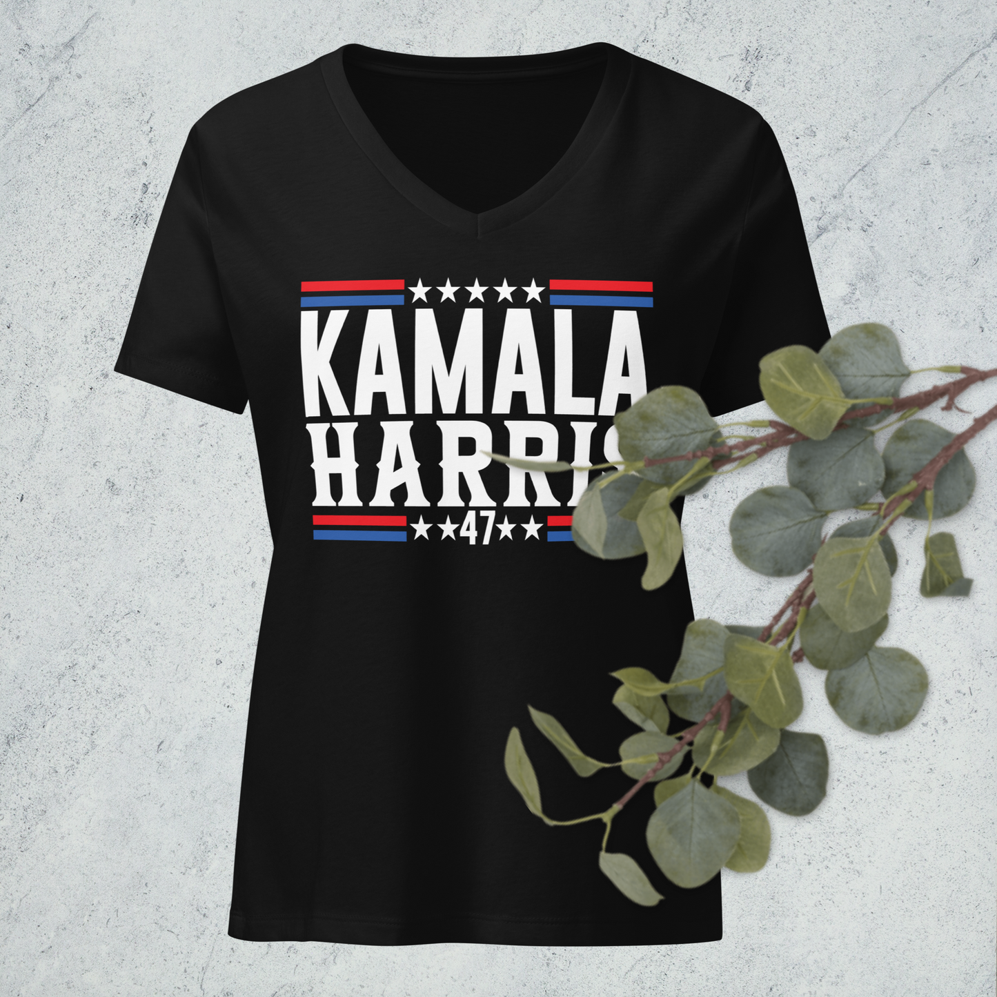 Harris For President 2024 Women’s relaxed v-neck t-shirt