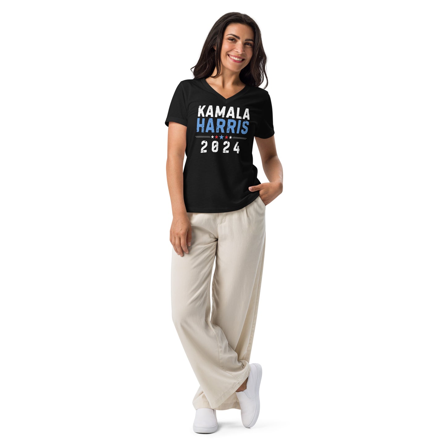 Kamala Harris 2024-Women’s relaxed v-neck t-shirt