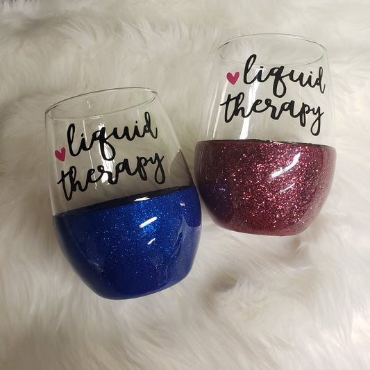 Liquid Therapy-Glass Stemless Wine glasses