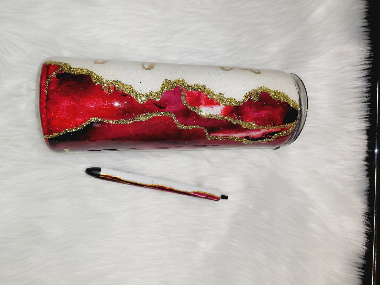 Red Marble Glitter Tumbler