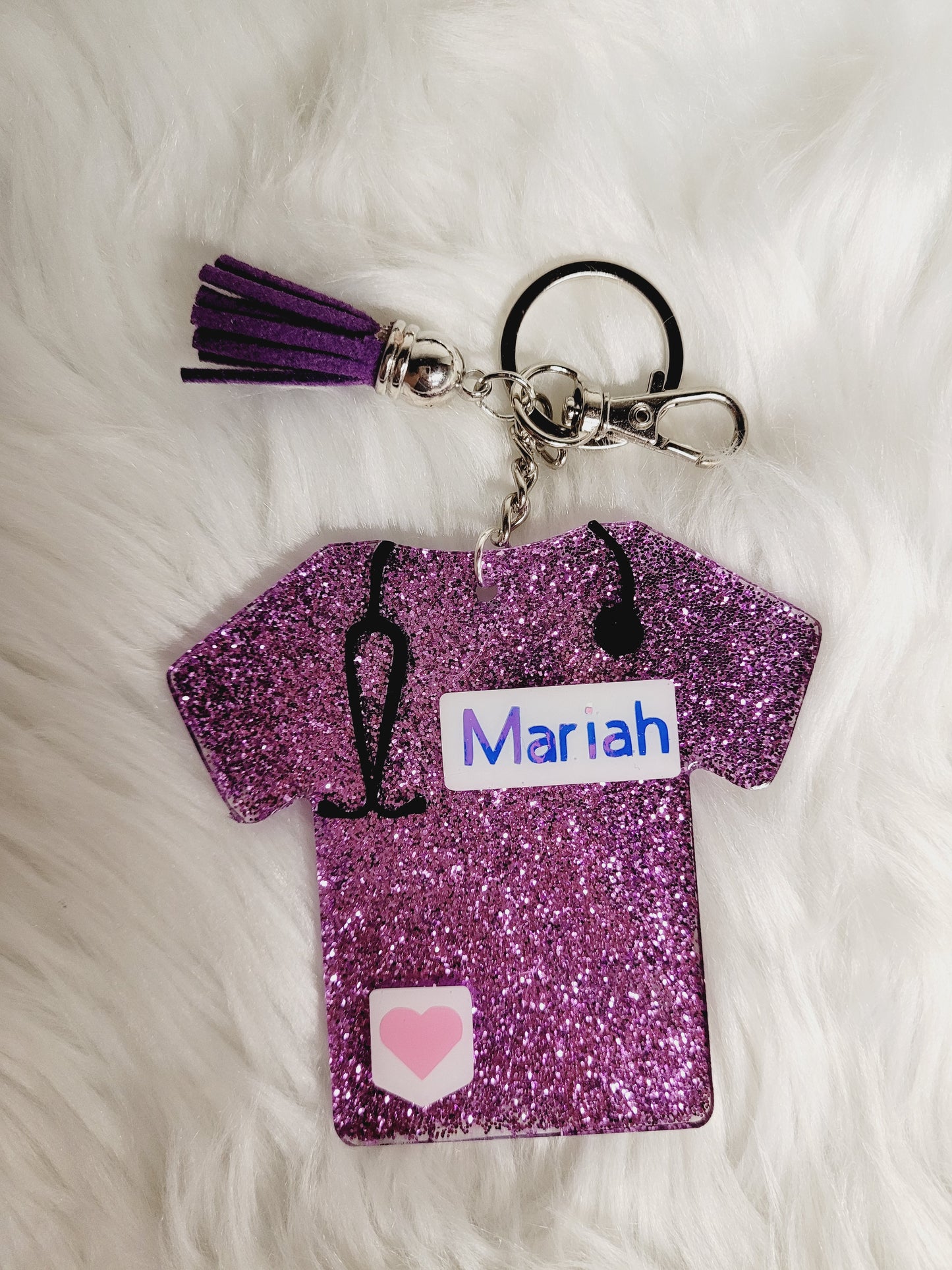 Scrub Top Cusomizable Glitter Keychains