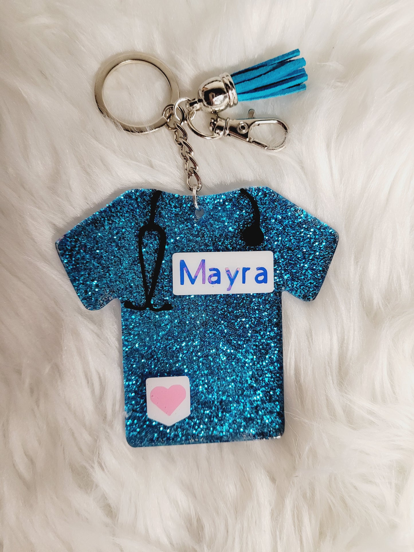 Scrub Top Cusomizable Glitter Keychains