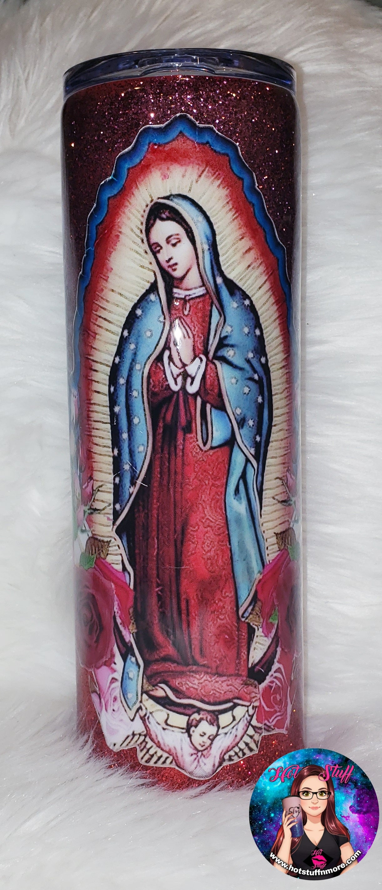 Virgen De Guadalupe Glitter Tumbler