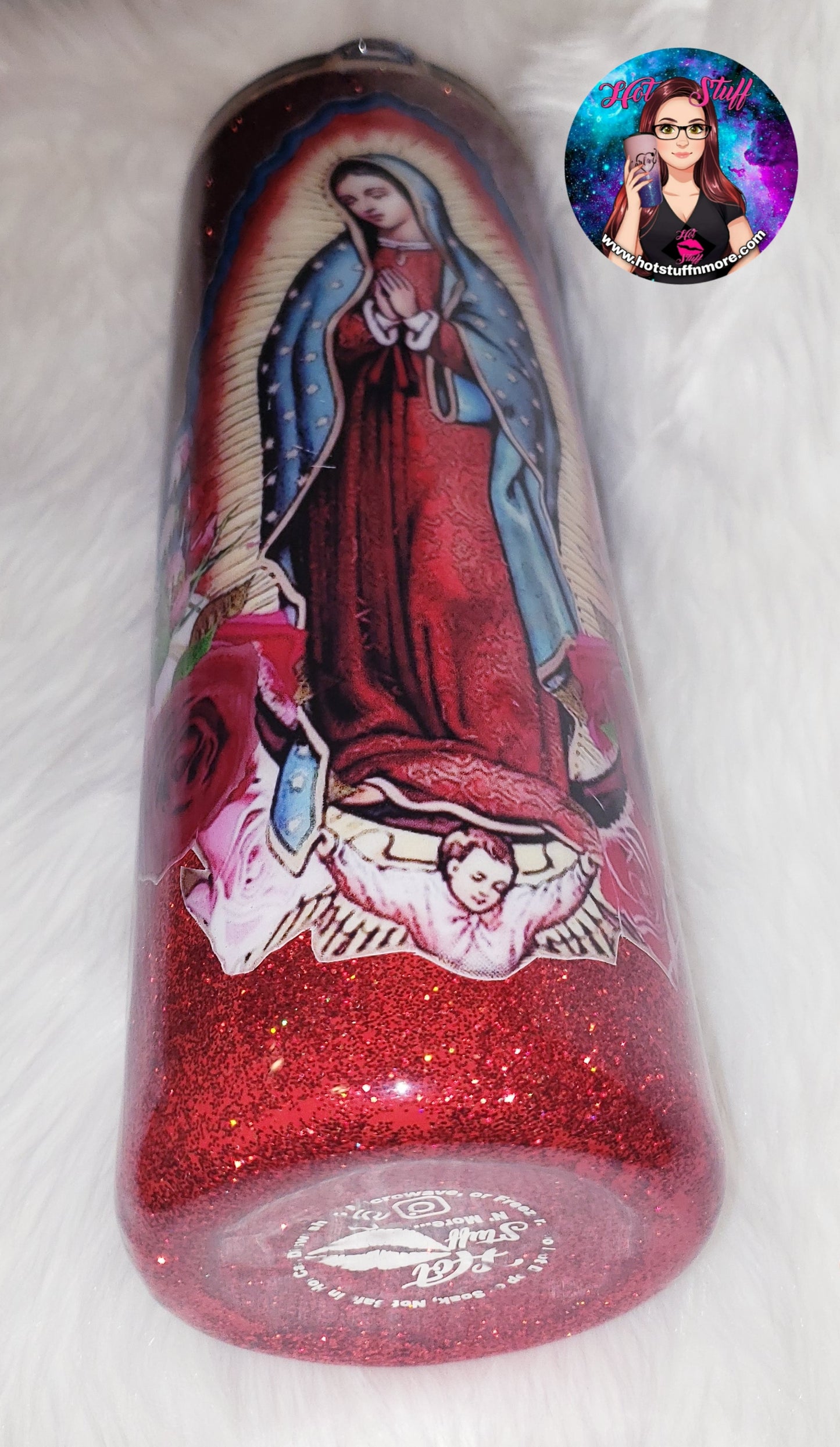 Virgen De Guadalupe Glitter Tumbler